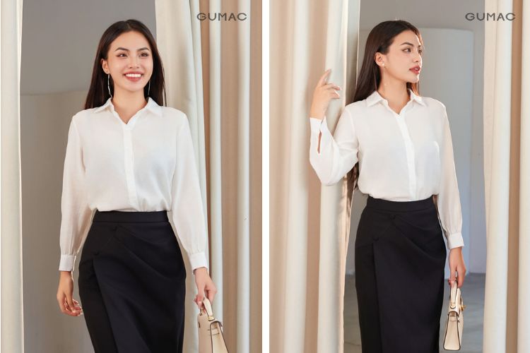  Phối cùng chân váy bút chì 